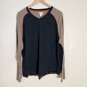 Carbon 2 Cobalt Long Sleeve Cotton V-Neck Shirt L